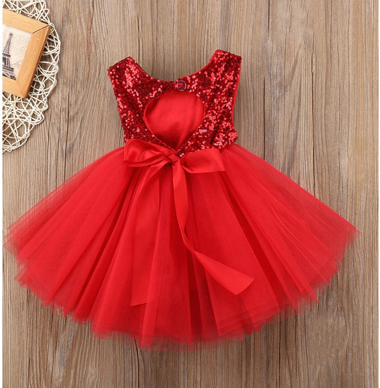 Girls Princess Sequin Tutu Dress Layered Tulle Skirt