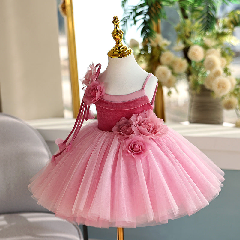 Girls Rose Pink Princess Party Dress | Birthday, Recital & Dress-Up Dress