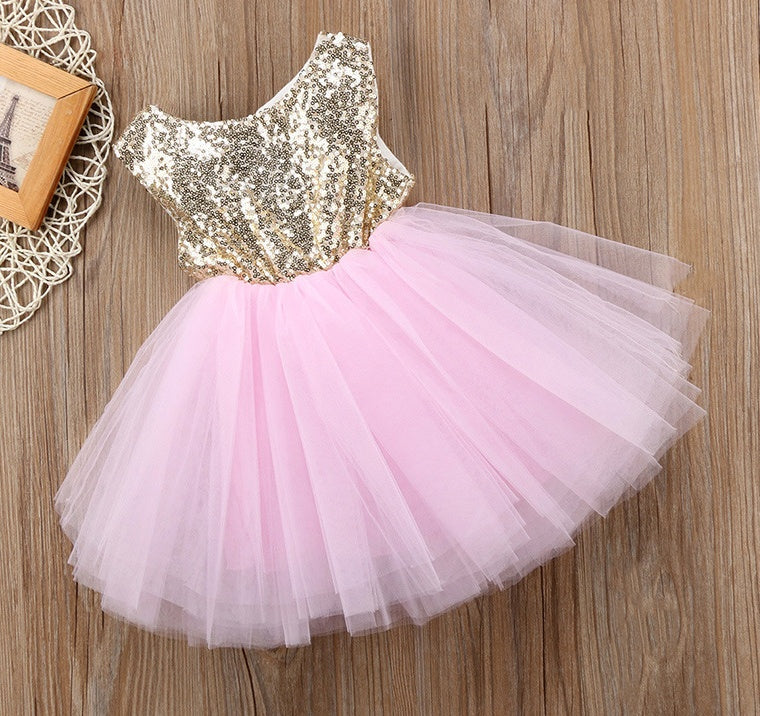 Girls Princess Sequin Tutu Dress Layered Tulle Skirt