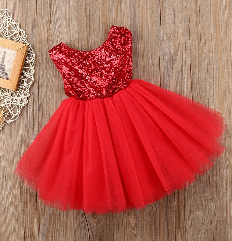 Girls Princess Sequin Tutu Dress Layered Tulle Skirt