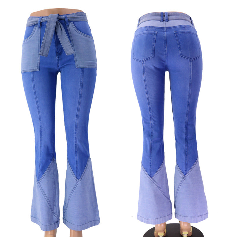 Women’s High Waist Flare Jeans, Distressed Bootcut Denim Pants