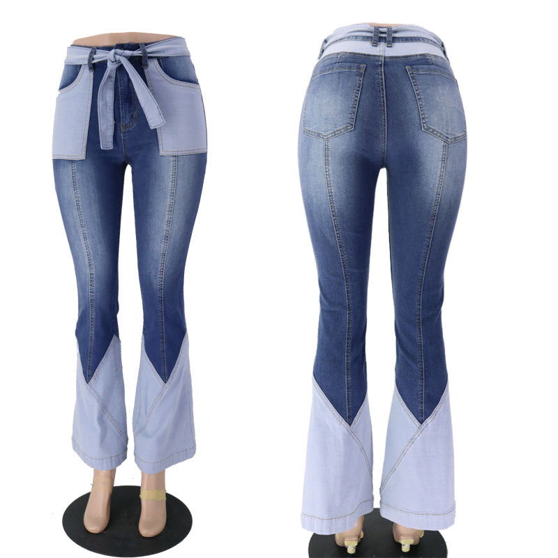 Women’s High Waist Flare Jeans, Distressed Bootcut Denim Pants