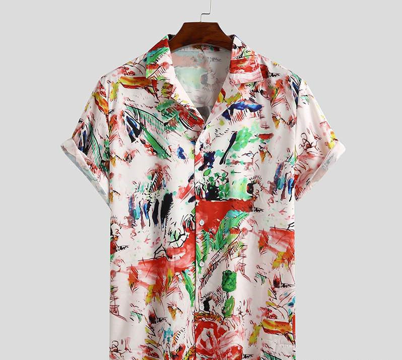 Men’s Printed Hawaiian Shirt | Short Sleeve Summer Beach Shirt