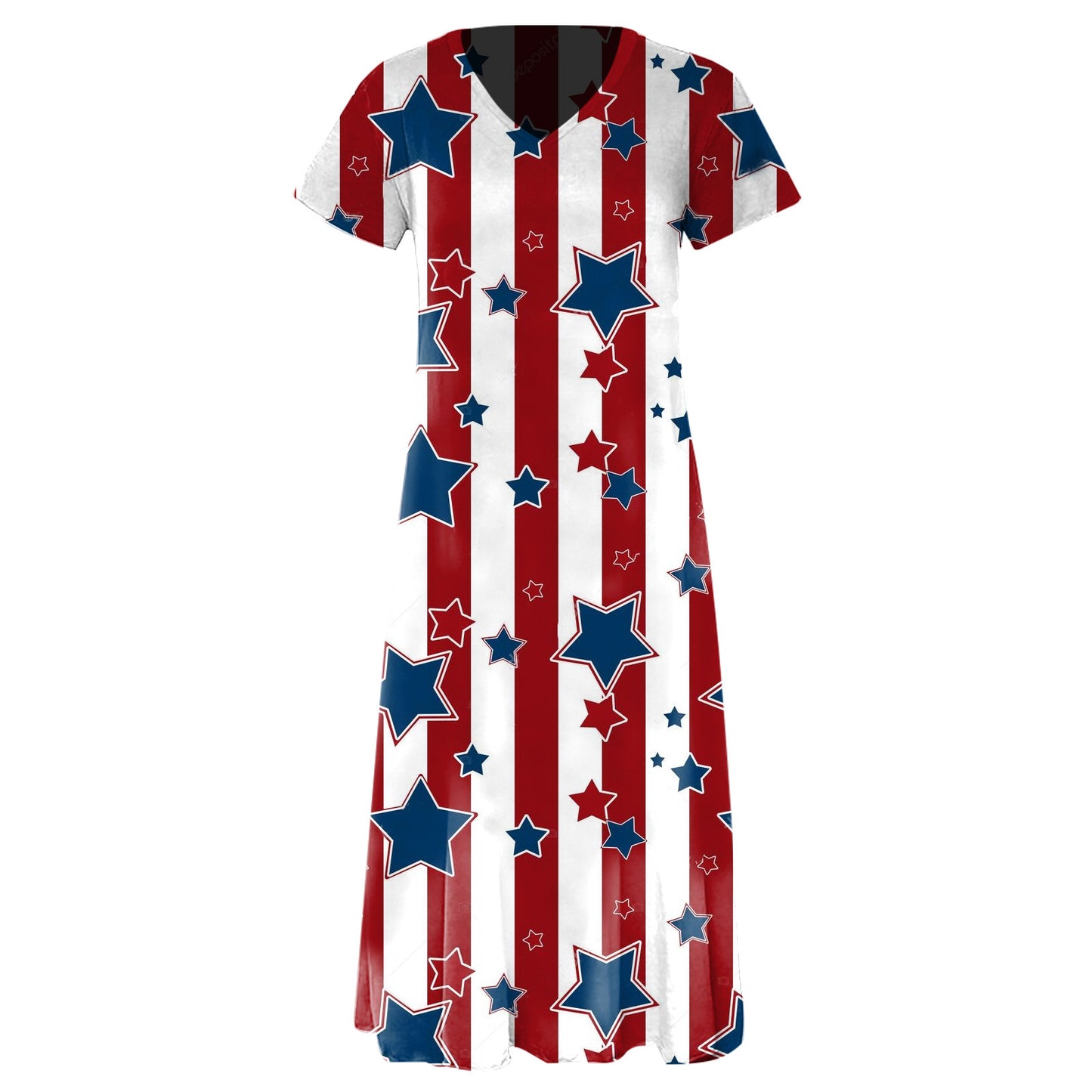 Women’s Patriotic Star Print Maxi Dress