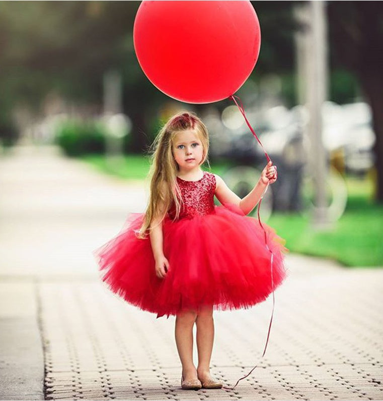 Girls Princess Sequin Tutu Dress Layered Tulle Skirt