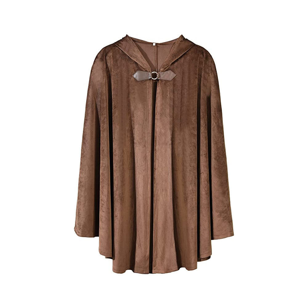 Medieval Suede Cape with Hood | Unisex Renaissance & Fantasy Costume Cloak