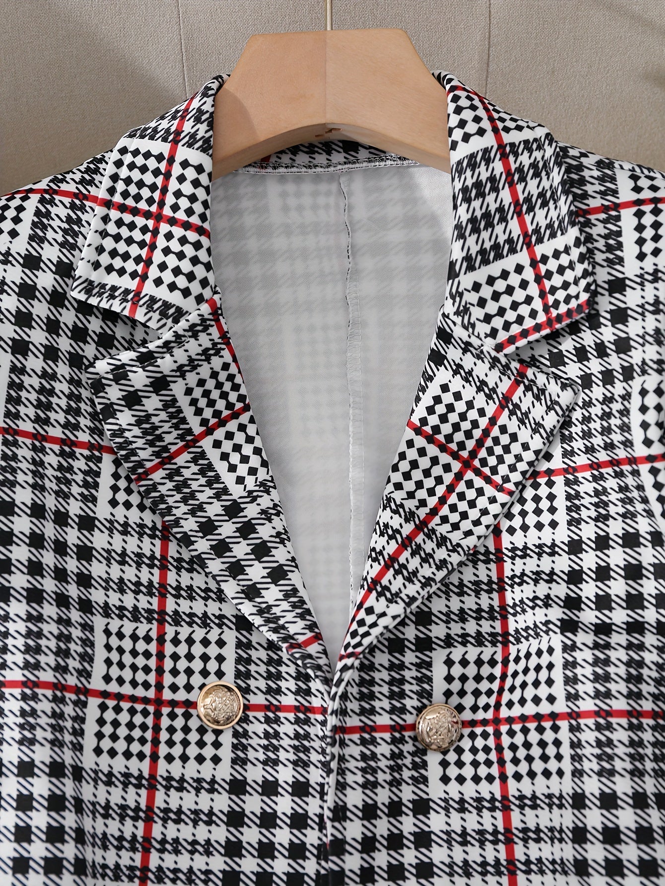 Women’s Plaid Skirt Suit Set | Long Sleeve Blazer & High Waist Mini Skirt