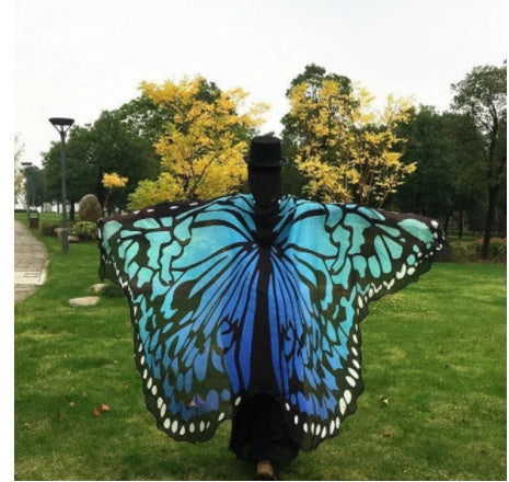 Peacock Feather Chiffon Cape | Unisex Costume Shawl for Festivals, Halloween & Dress-Up