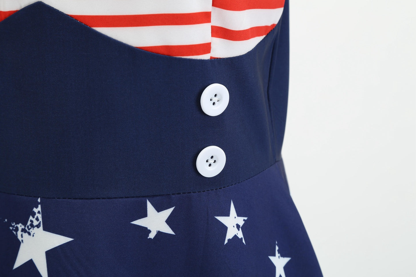 Women’s Retro Patriotic Halter Dress 4th of July Star & Stripe Swing Dress