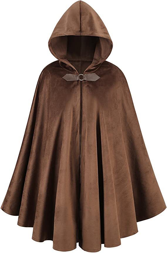 Medieval Suede Cape with Hood | Unisex Renaissance & Fantasy Costume Cloak