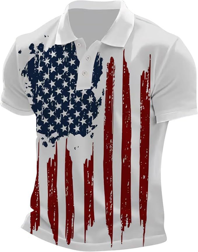 Men’s Printed Patriotic Polo Shirt