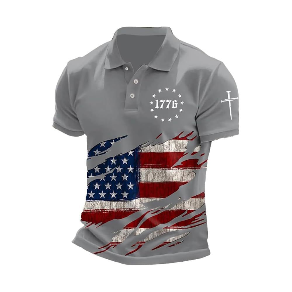 Men’s Printed Patriotic Polo Shirt