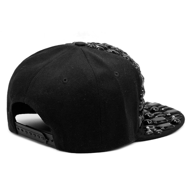 Unisex Rhinestone Flat Brim Hat | Studded Snapback Baseball Cap