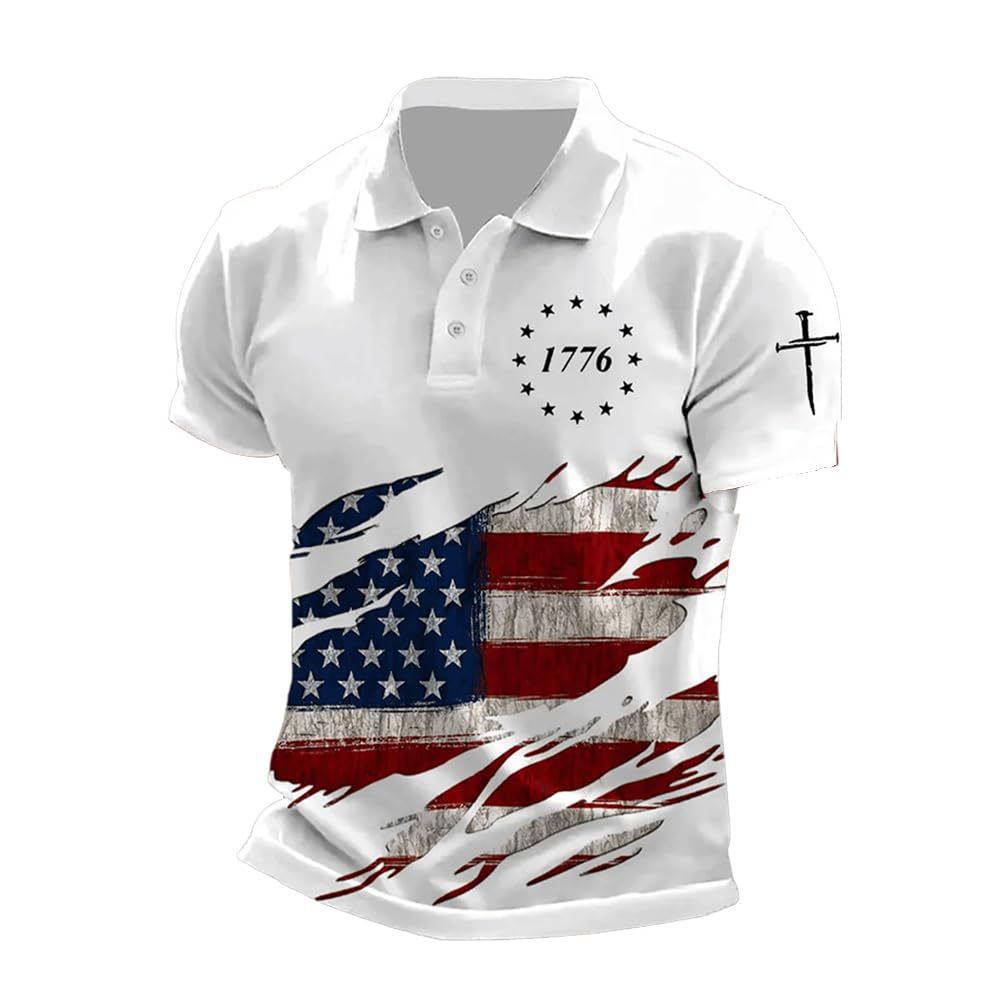 Men’s Printed Patriotic Polo Shirt