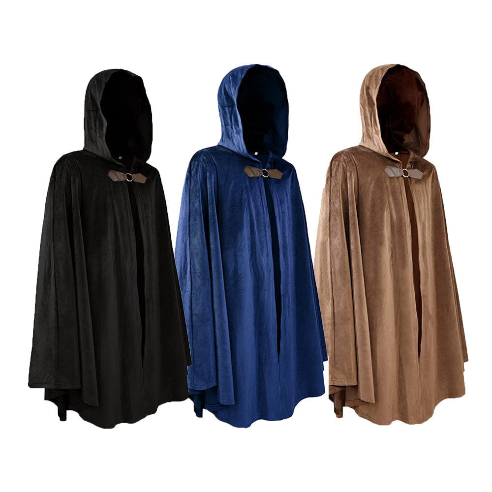 Medieval Suede Cape with Hood | Unisex Renaissance & Fantasy Costume Cloak
