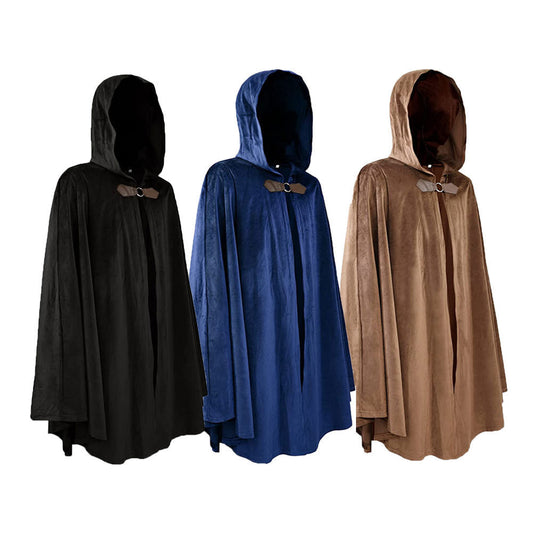 Medieval Suede Cape with Hood | Unisex Renaissance & Fantasy Costume Cloak