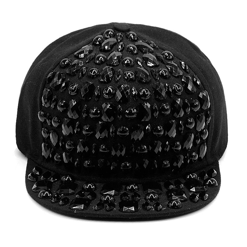 Unisex Rhinestone Flat Brim Hat | Studded Snapback Baseball Cap