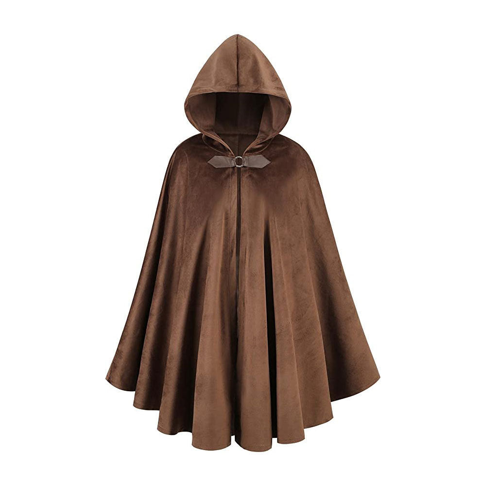 Medieval Suede Cape with Hood | Unisex Renaissance & Fantasy Costume Cloak