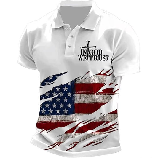 Men’s Printed Patriotic Polo Shirt