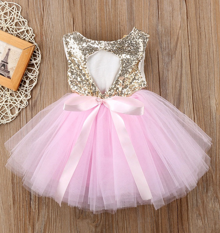 Girls Princess Sequin Tutu Dress Layered Tulle Skirt