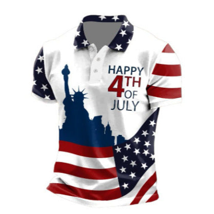 Men’s Printed Patriotic Polo Shirt