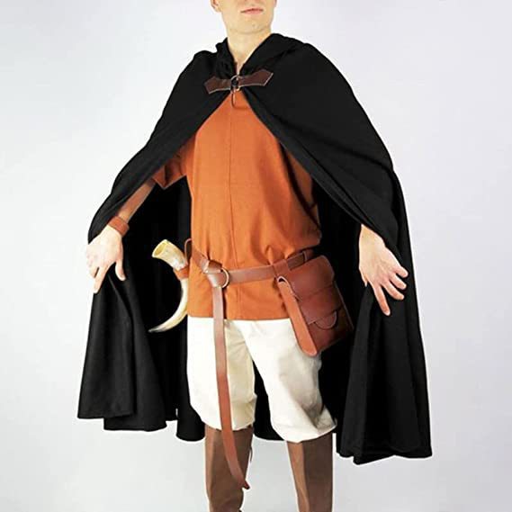 Medieval Suede Cape with Hood | Unisex Renaissance & Fantasy Costume Cloak
