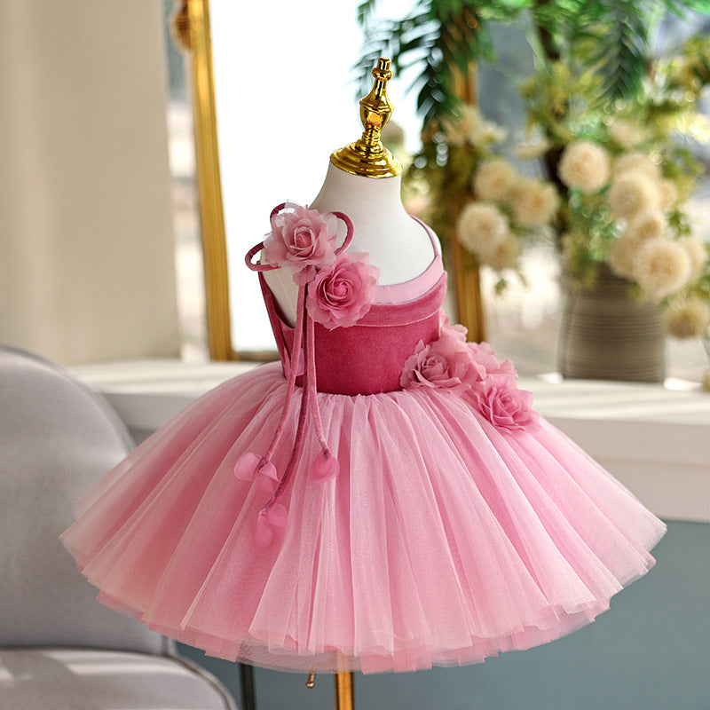 Girls Rose Pink Princess Party Dress | Birthday, Recital & Dress-Up Dress
