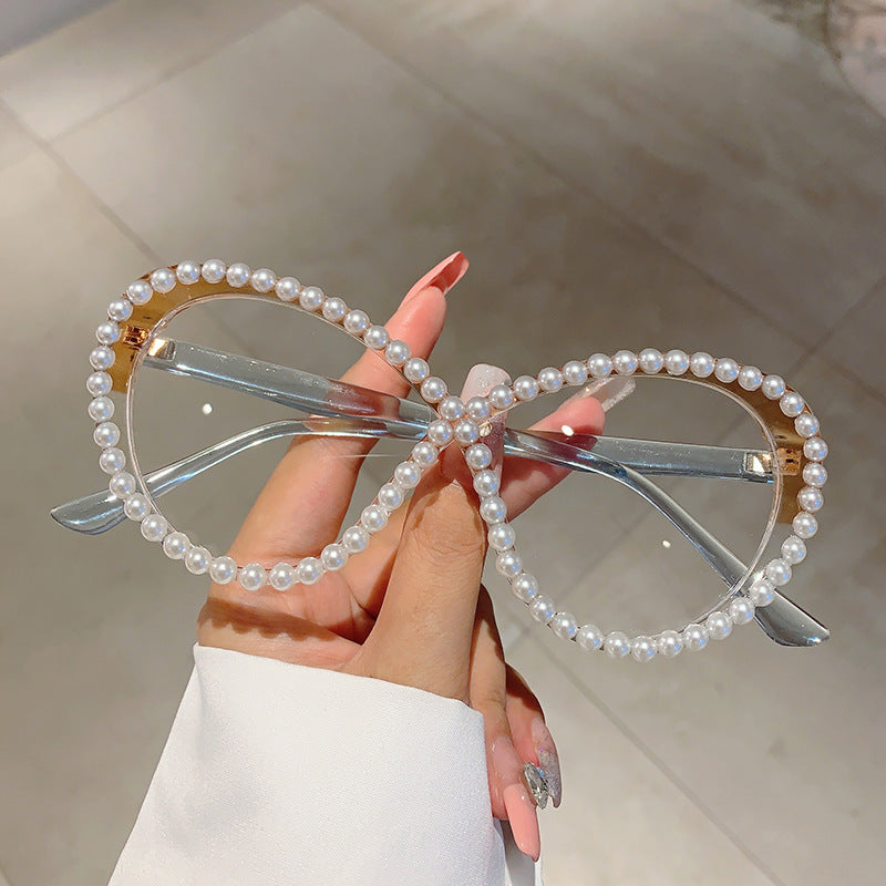 Pearl Cat-Eye Blue Light Glasses | Glam Statement Frames for Costumes, Parties & Everyday Style