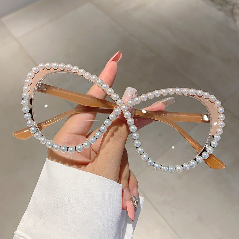 Pearl Cat-Eye Blue Light Glasses | Glam Statement Frames for Costumes, Parties & Everyday Style