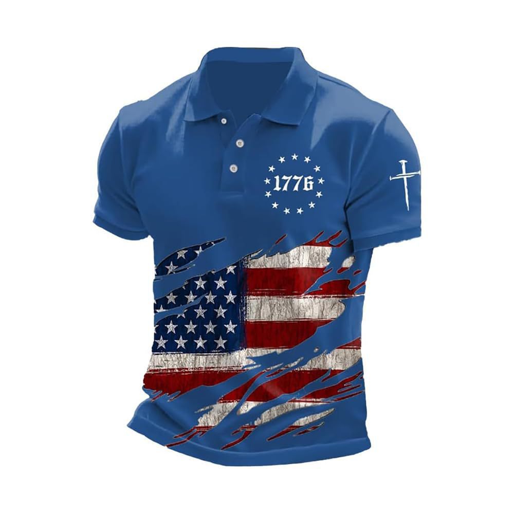 Men’s Printed Patriotic Polo Shirt