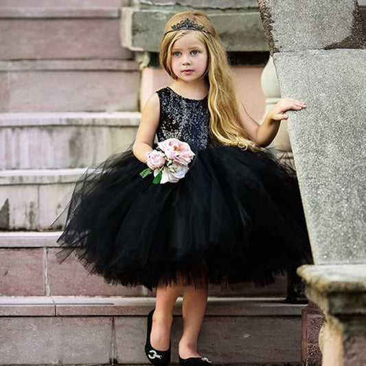 Girls Princess Sequin Tutu Dress Layered Tulle Skirt