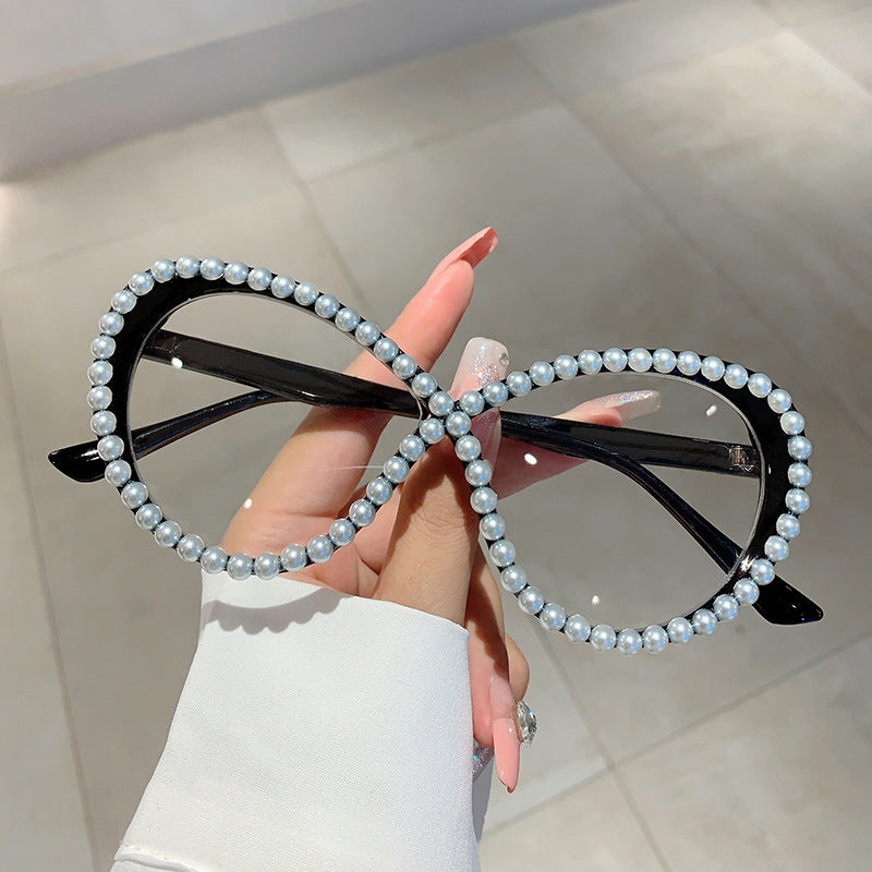 Pearl Cat-Eye Blue Light Glasses | Glam Statement Frames for Costumes, Parties & Everyday Style