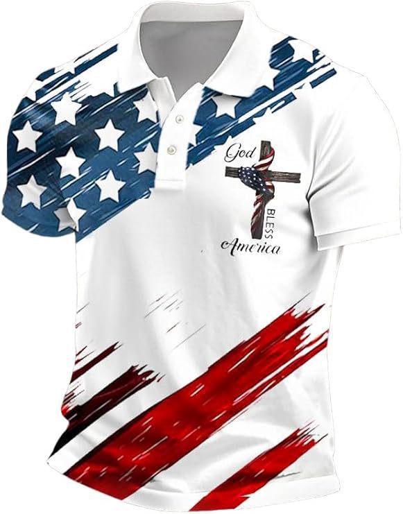 Men’s Printed Patriotic Polo Shirt