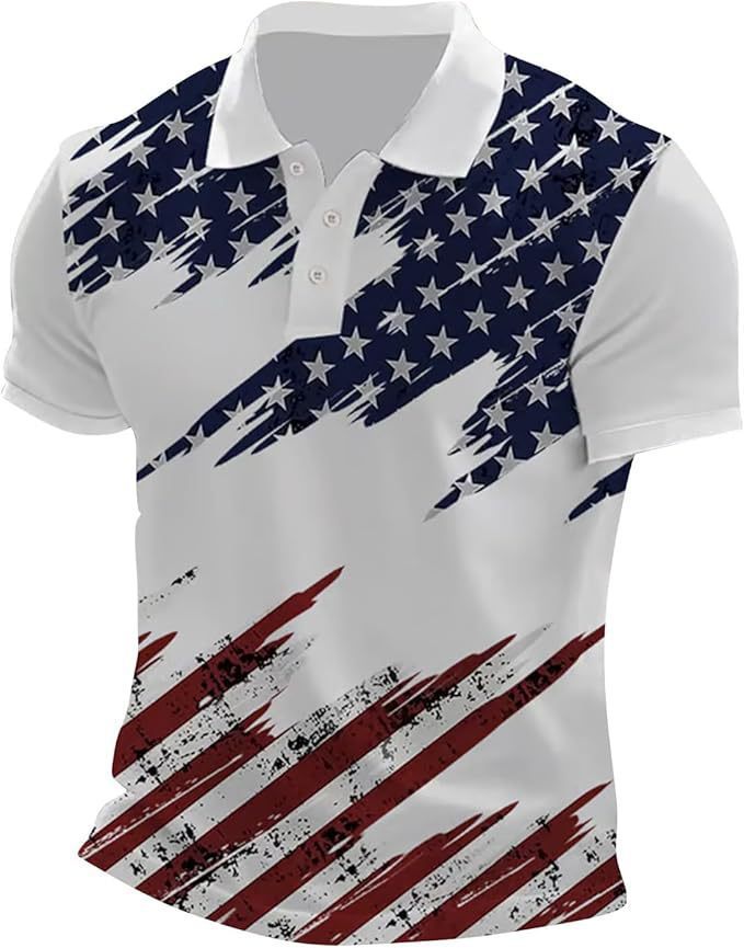 Men’s Printed Patriotic Polo Shirt