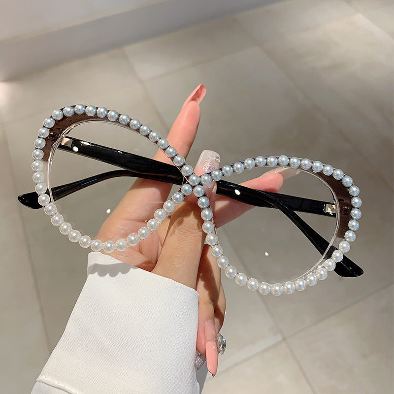 Pearl Cat-Eye Blue Light Glasses | Glam Statement Frames for Costumes, Parties & Everyday Style