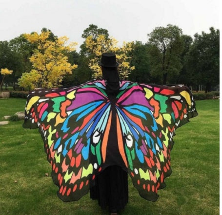 Peacock Feather Chiffon Cape | Unisex Costume Shawl for Festivals, Halloween & Dress-Up