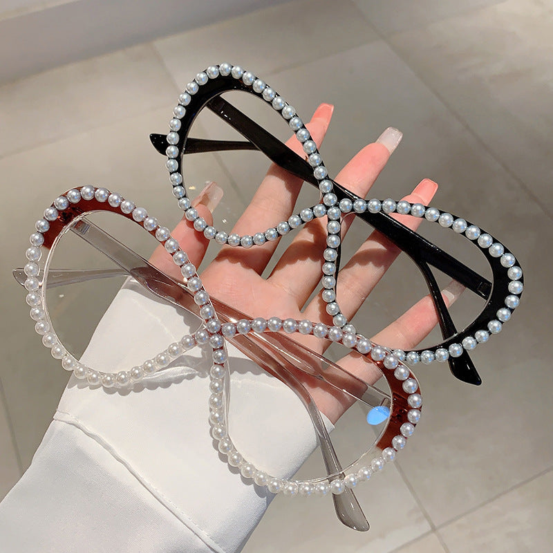 Pearl Cat-Eye Blue Light Glasses | Glam Statement Frames for Costumes, Parties & Everyday Style
