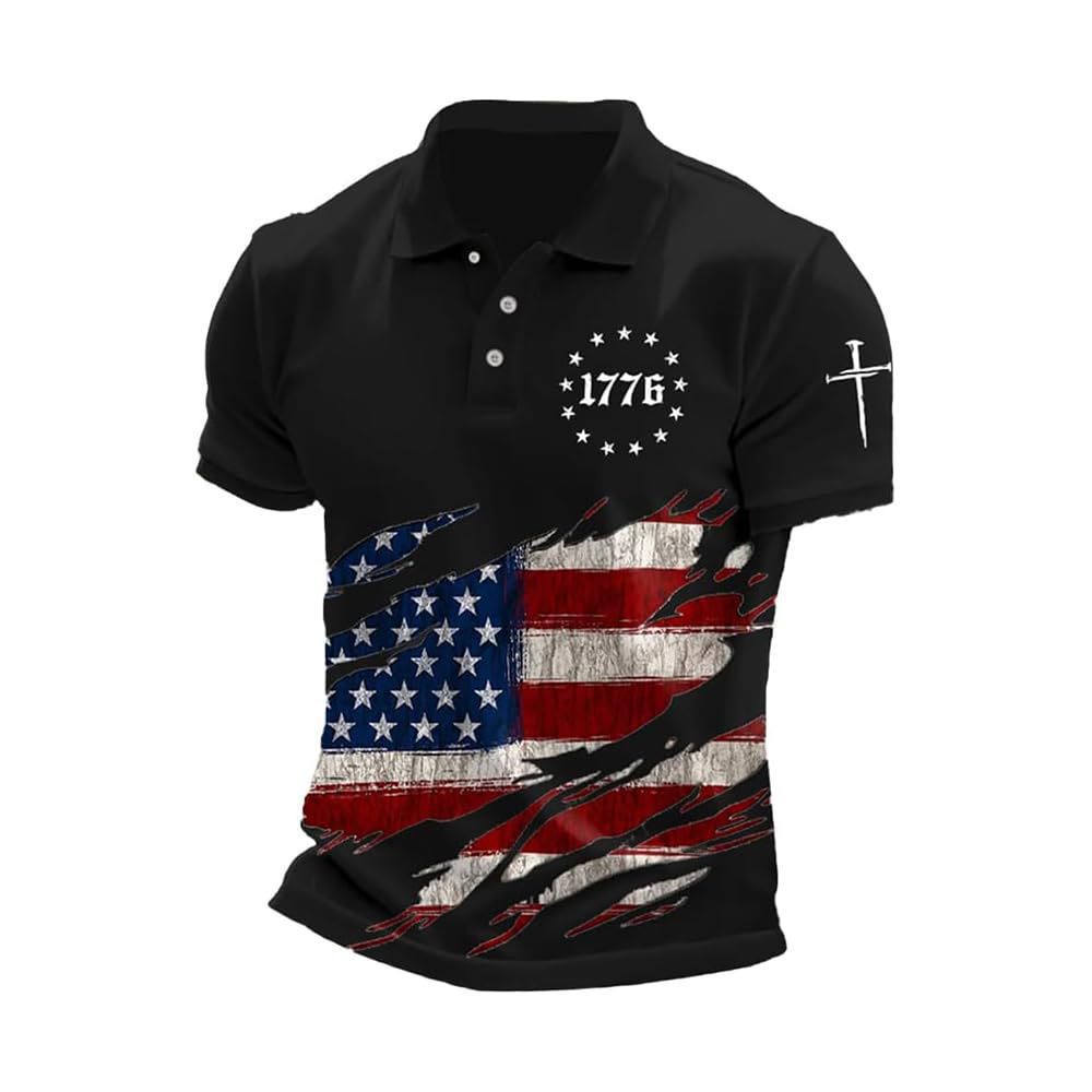 Men’s Printed Patriotic Polo Shirt