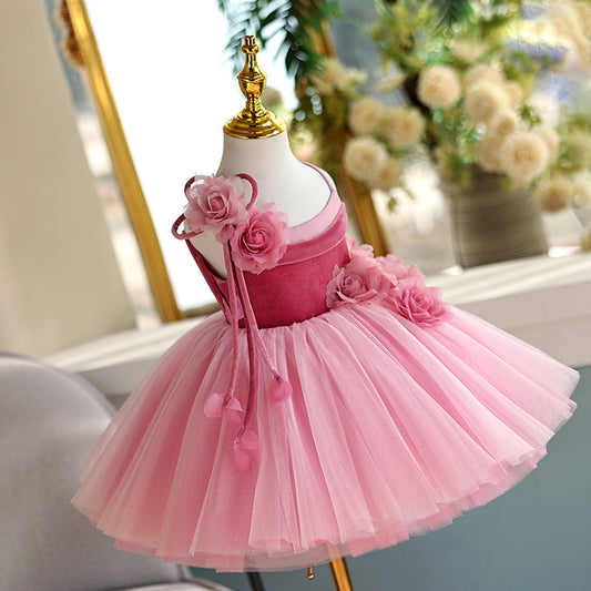 Girls Rose Pink Princess Party Dress | Birthday, Recital & Dress-Up Dress