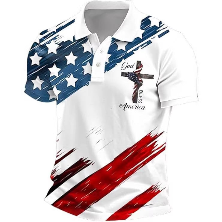Men’s Printed Patriotic Polo Shirt