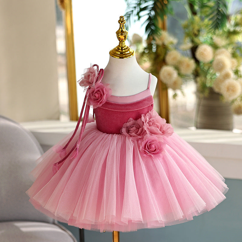 Girls Rose Pink Princess Party Dress | Birthday, Recital & Dress-Up Dress