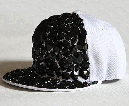 Unisex Rhinestone Flat Brim Hat | Studded Snapback Baseball Cap