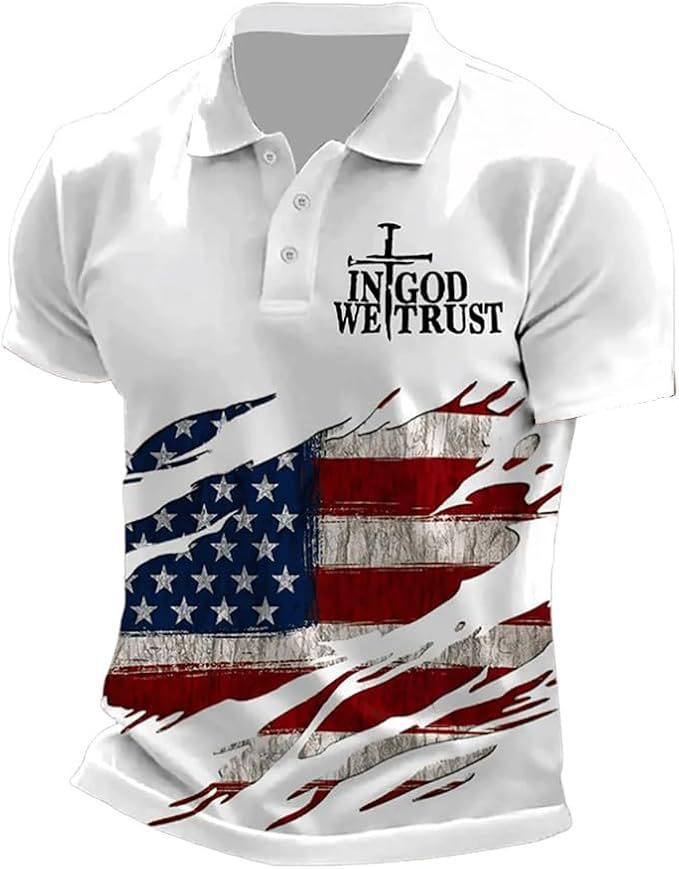 Men’s Printed Patriotic Polo Shirt