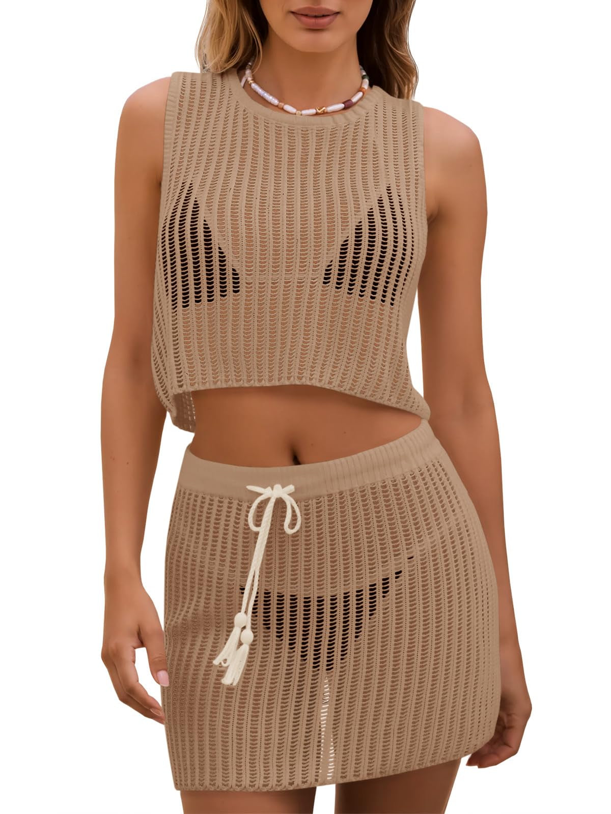 Women’s 2-Piece Crochet Beach Set-Festival, Spring Break & Beach Concert Outfit