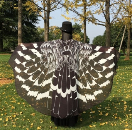 Peacock Feather Chiffon Cape | Unisex Costume Shawl for Festivals, Halloween & Dress-Up