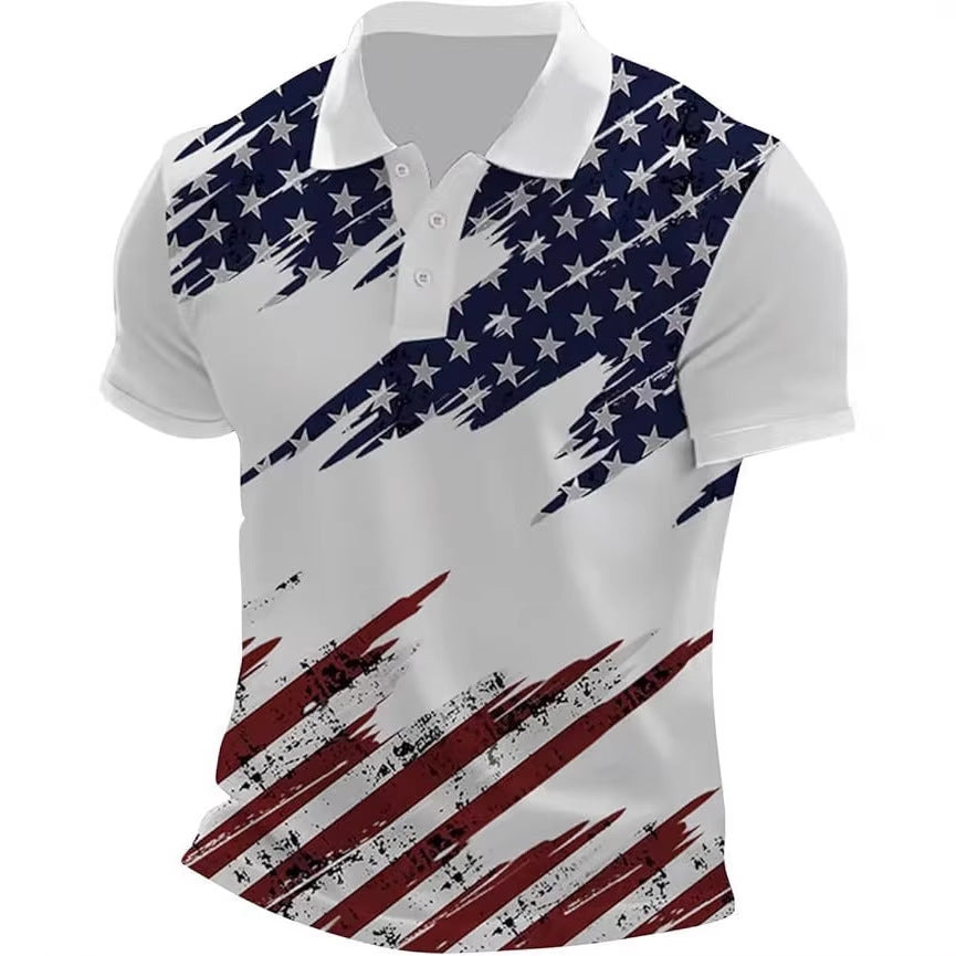 Men’s Printed Patriotic Polo Shirt