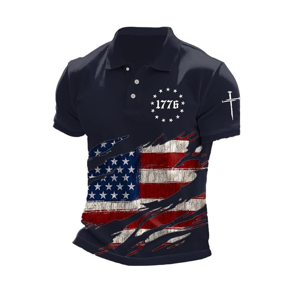 Men’s Printed Patriotic Polo Shirt