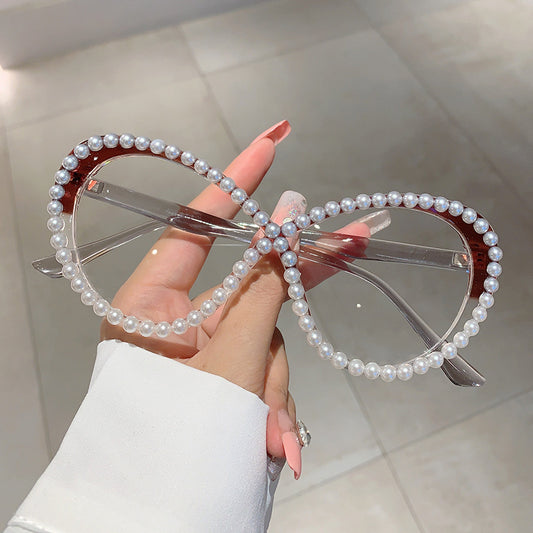 Pearl Cat-Eye Blue Light Glasses | Glam Statement Frames for Costumes, Parties & Everyday Style